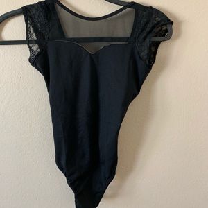 Mesh/lace ballet leotard